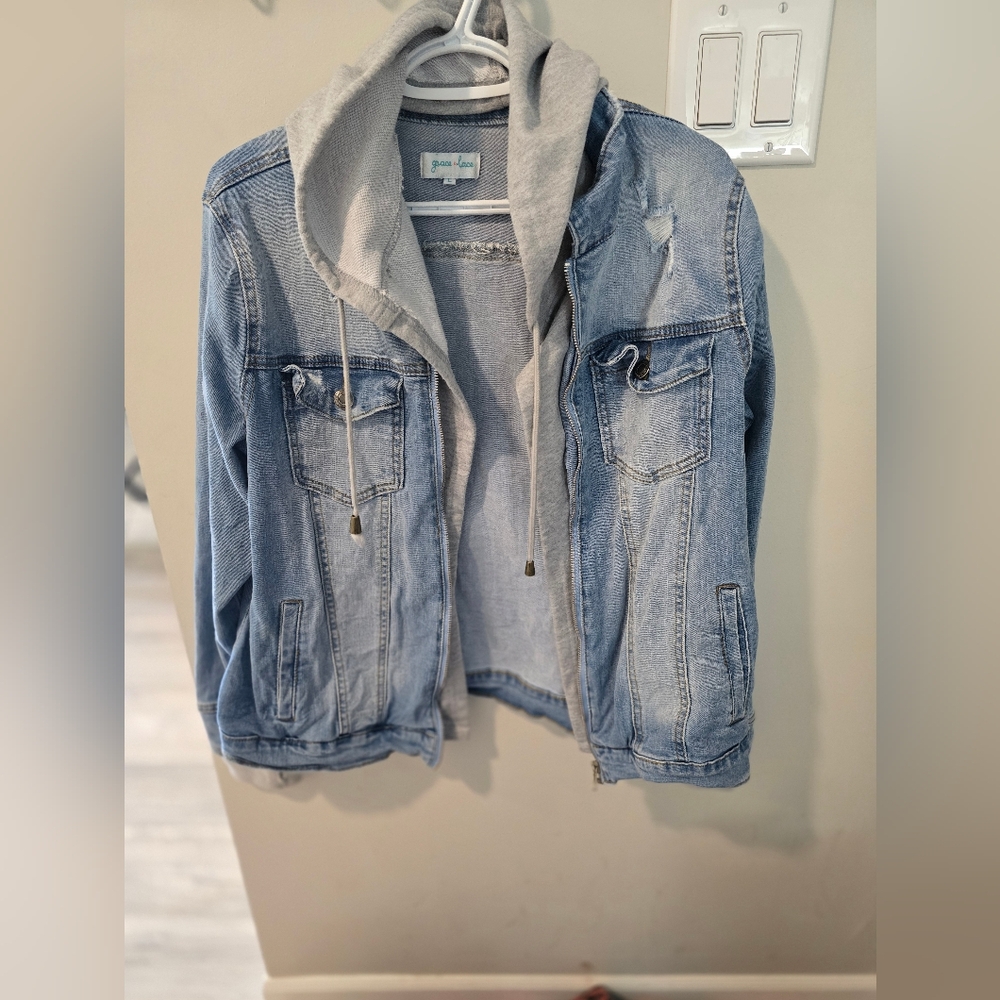 Grace and Lace Jean Jacket with removable Hood